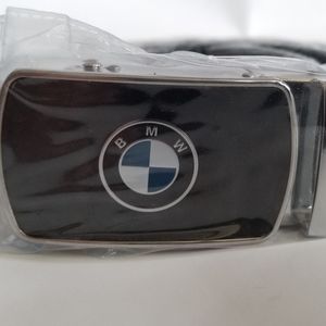 Brand New BMW Leather Belt with Silver Buckle Size 44/110